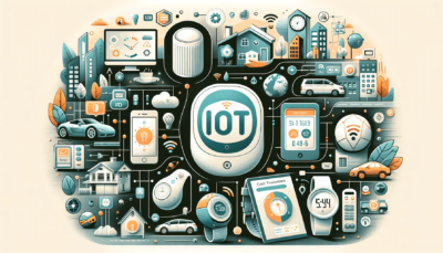 A smart city traffic management system with IoT sensors and displays.